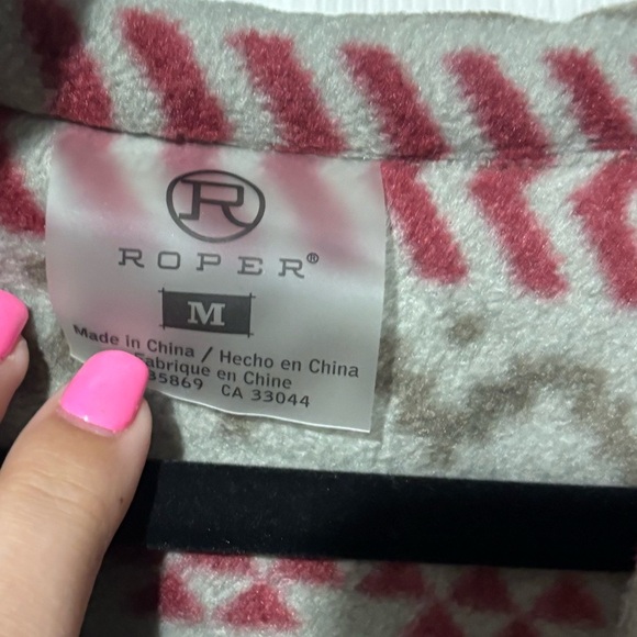 Roper Men's Olive & Red Aztec Micro Fleece Pullover - Picture 2 of 5